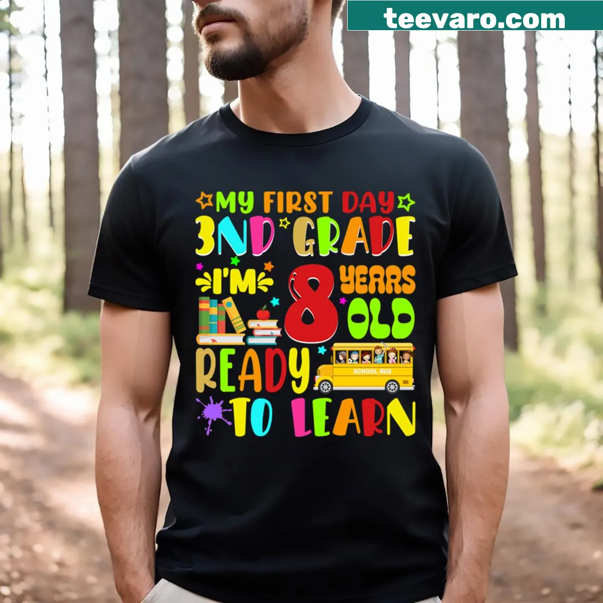 T-shirt celebrating 3rd grade and the first day of school — on a men's t-shirt