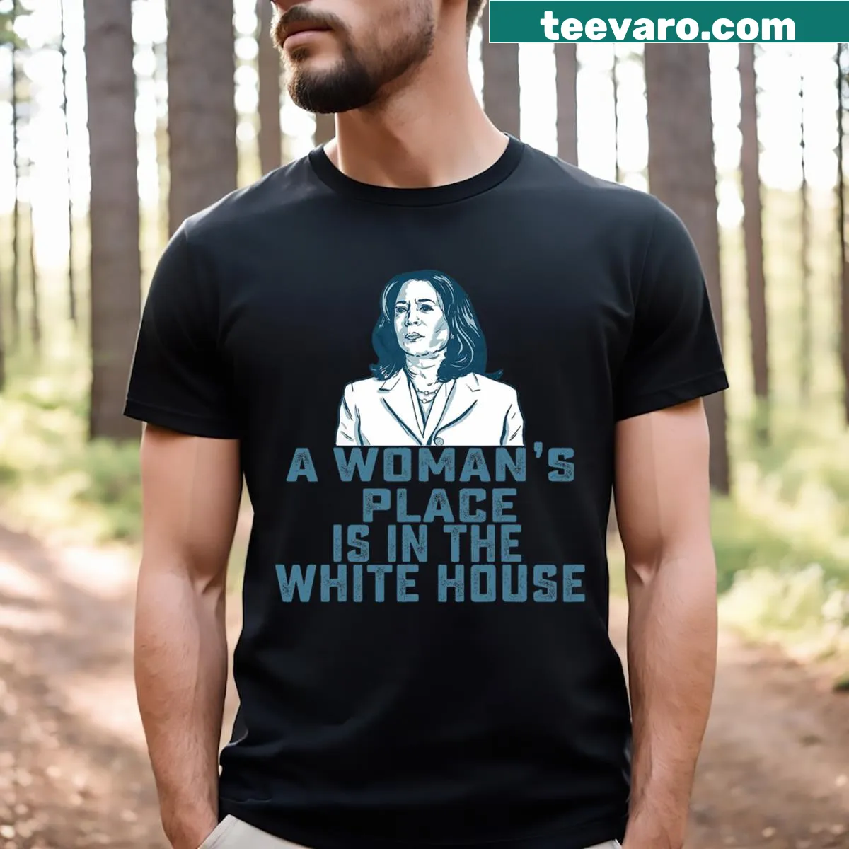 Funny meme T-shirt supporting Kamala Harris and women's rights — on a men's t-shirt