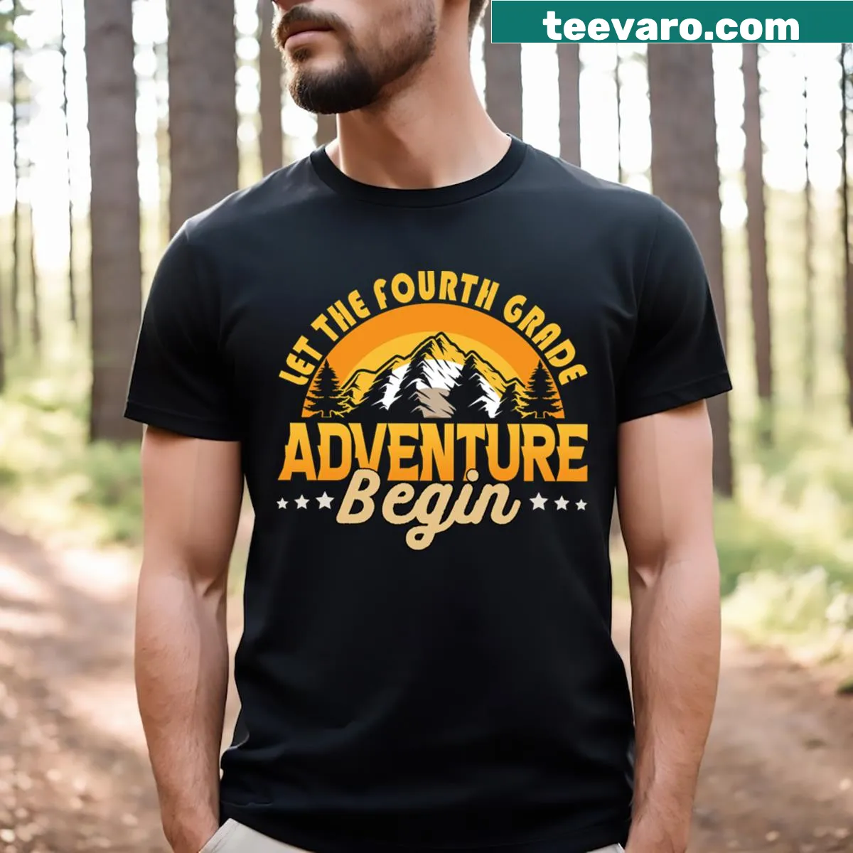 Back to School T-shirt with cheerful text for 4th graders — on a men's t-shirt