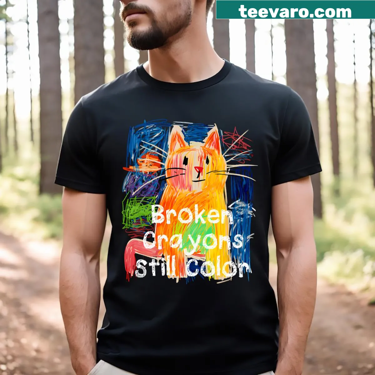 Inspirational teacher T-shirt with the saying about crayons — on a men's t-shirt