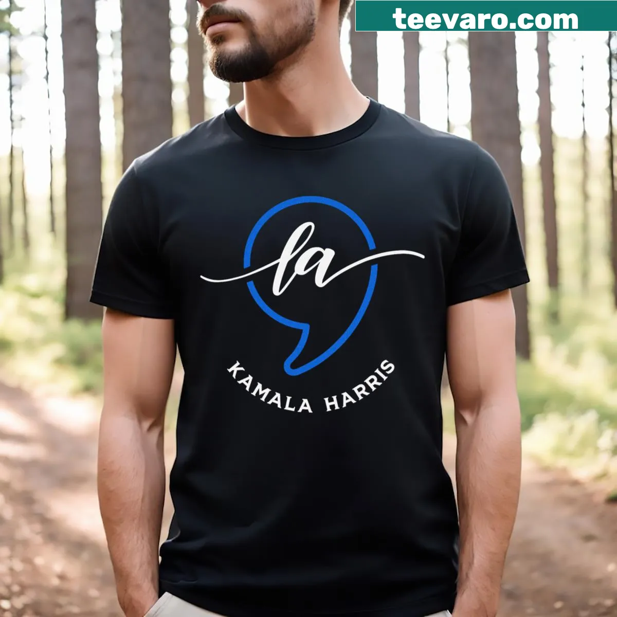 Vintage-style T-shirt with playful text supporting Kamala Harris for 2024 — on a men's t-shirt