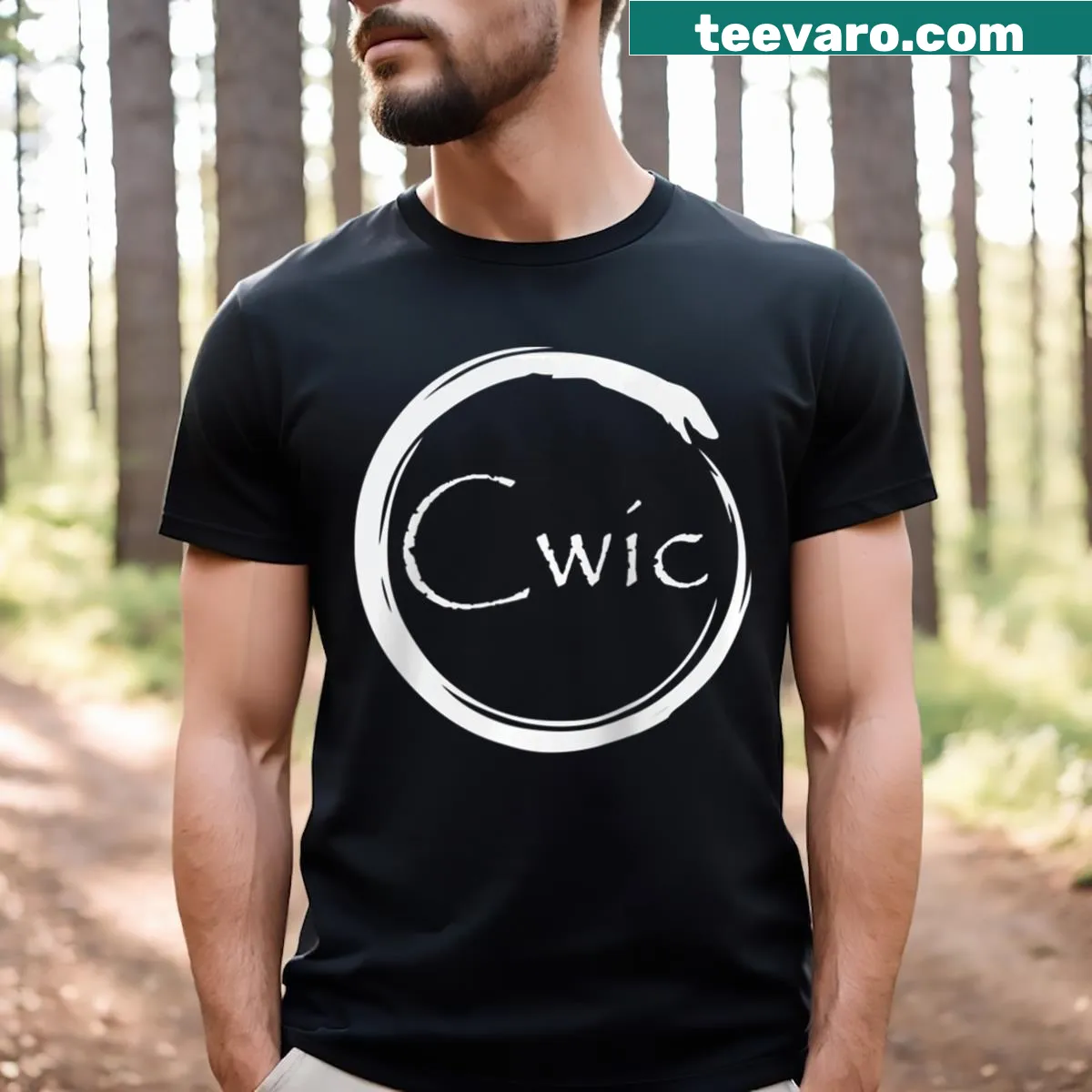Cwic logo on a raglan baseball tee T-shirt. — on a men's t-shirt