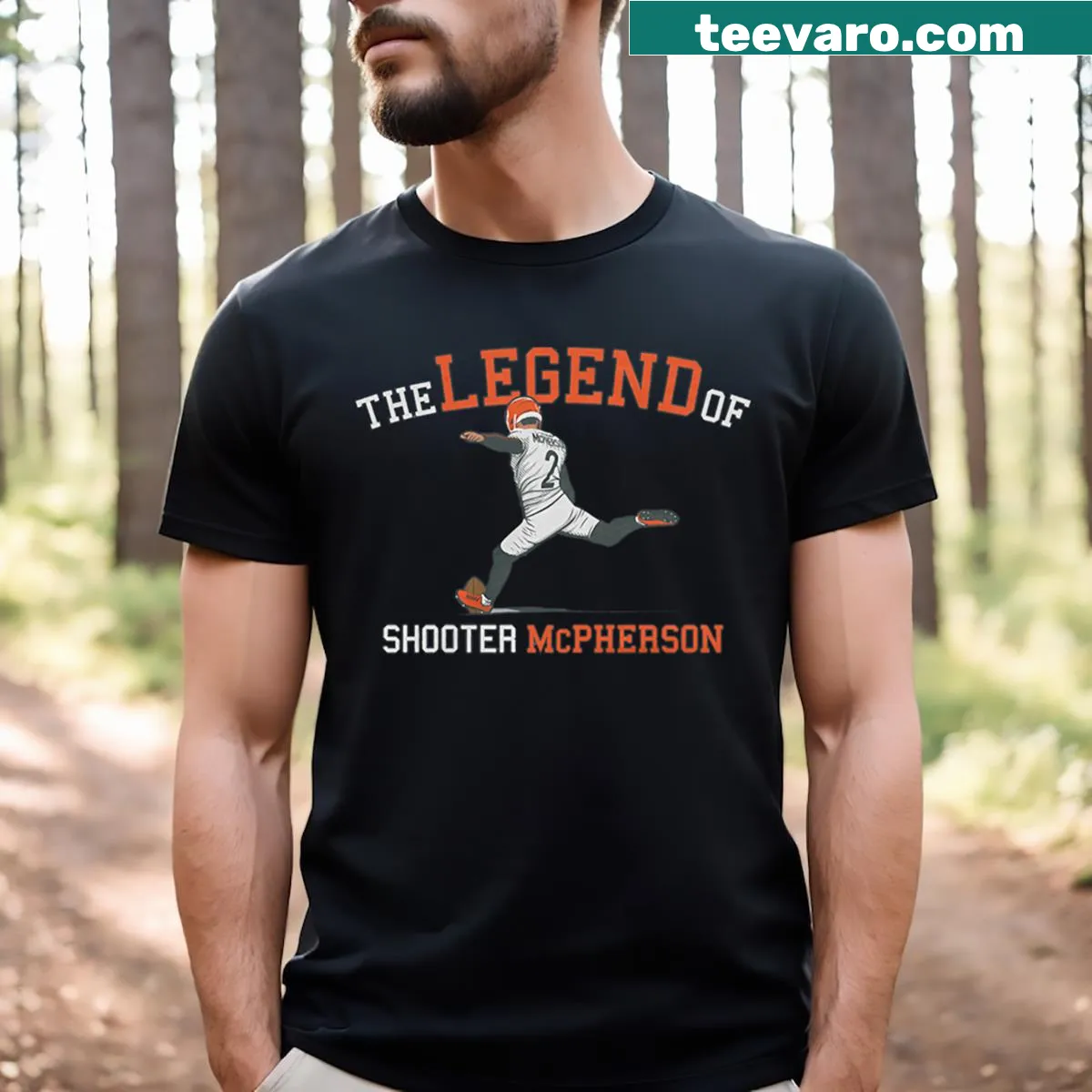 Evan McPherson Legend of Shooter McPherson t-shirt design — on a men's t-shirt