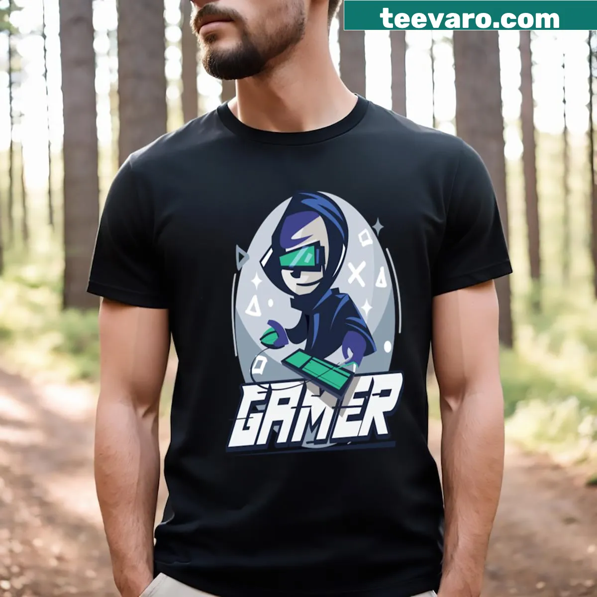 Gamer t-shirt featuring popular gaming phrases — on a men's t-shirt