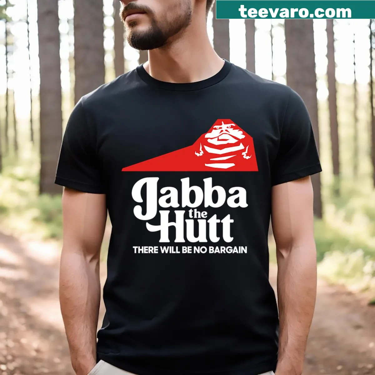 Funny T-shirt featuring a humorous pizza design — on a men's t-shirt