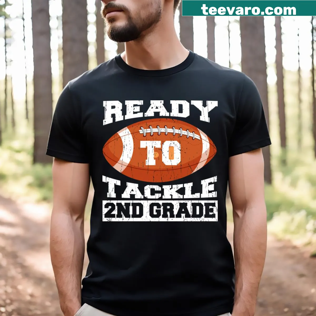 Back to school football design t-shirt for 2nd graders — on a men's t-shirt