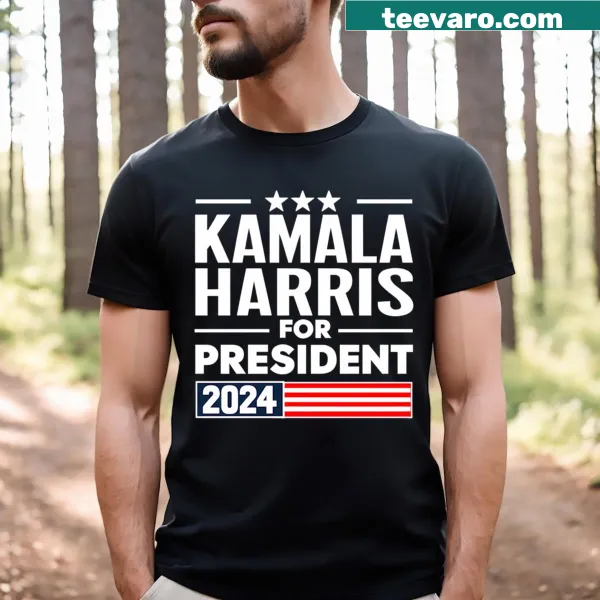 Kamala Harris 2024 for President t-shirt with bold text