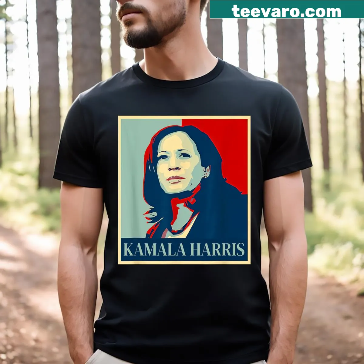 T-shirt featuring Kamala Harris name and 2024 design — on a men's t-shirt