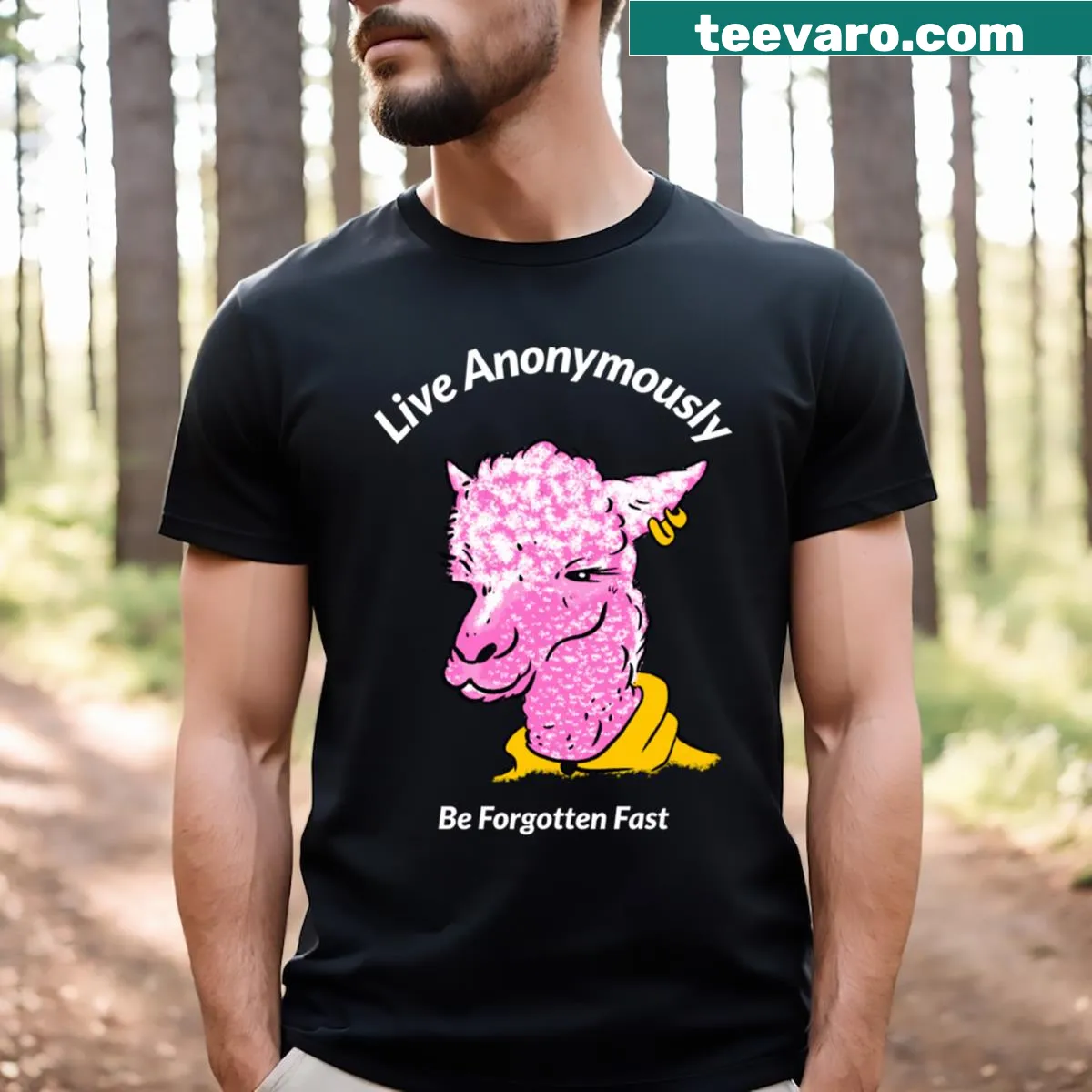 Minimalist 'Live Anonymously' T-shirt with bold typography — on a men's t-shirt