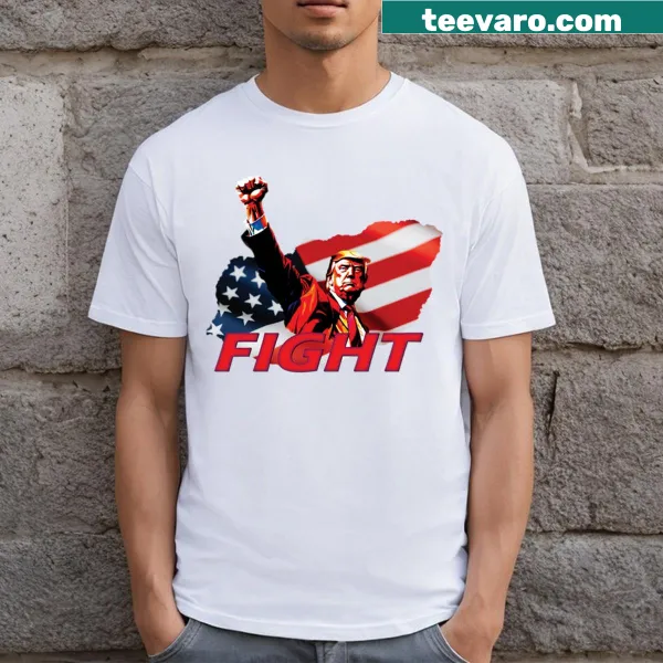 Text promoting patriotic resolve on a T-shirt