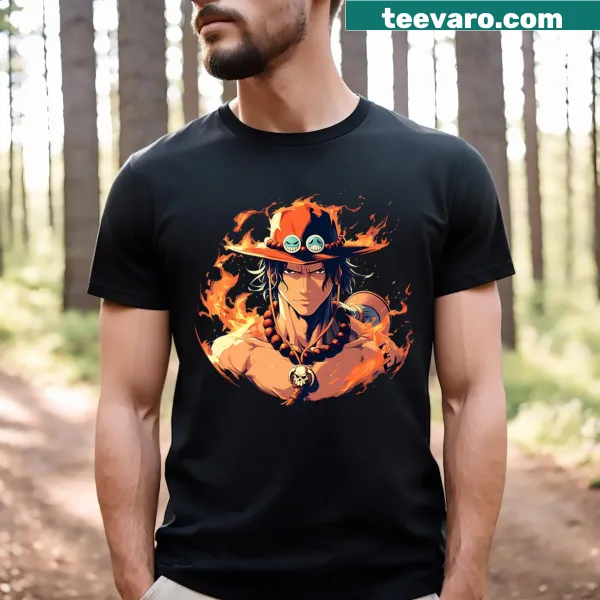 Whimsical Portgas D Ace illustration on T-shirt