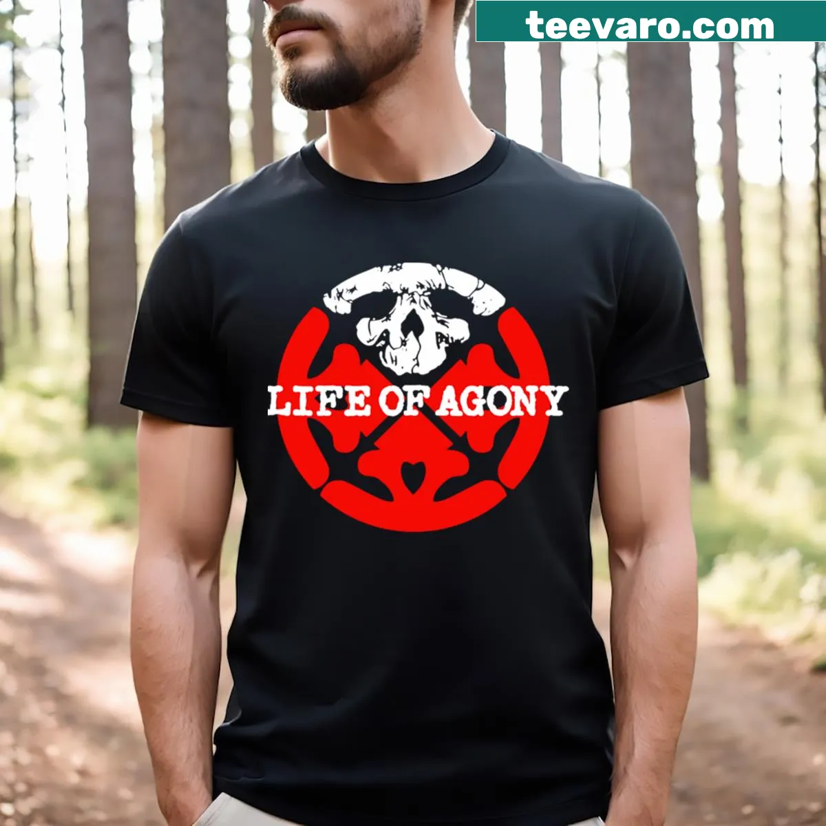 Life Of Agony logo T-shirt — on a men's t-shirt