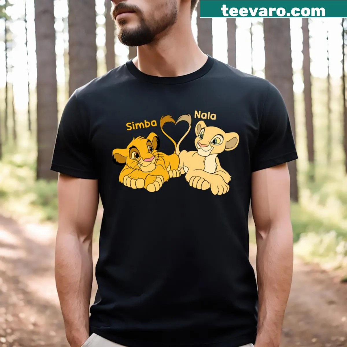 Cartoon t-shirt featuring Simba and Nala the lion cubs — on a men's t-shirt