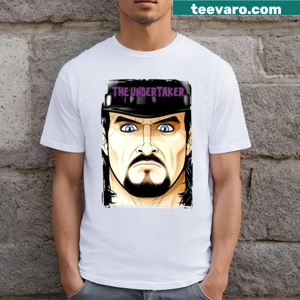 Illustration of The Undertaker character on a bold t-shirt