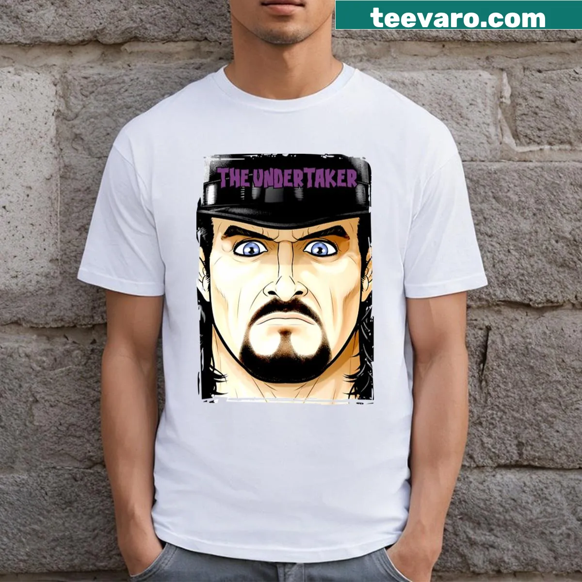 Illustration of The Undertaker character on a bold t-shirt — on a men's t-shirt