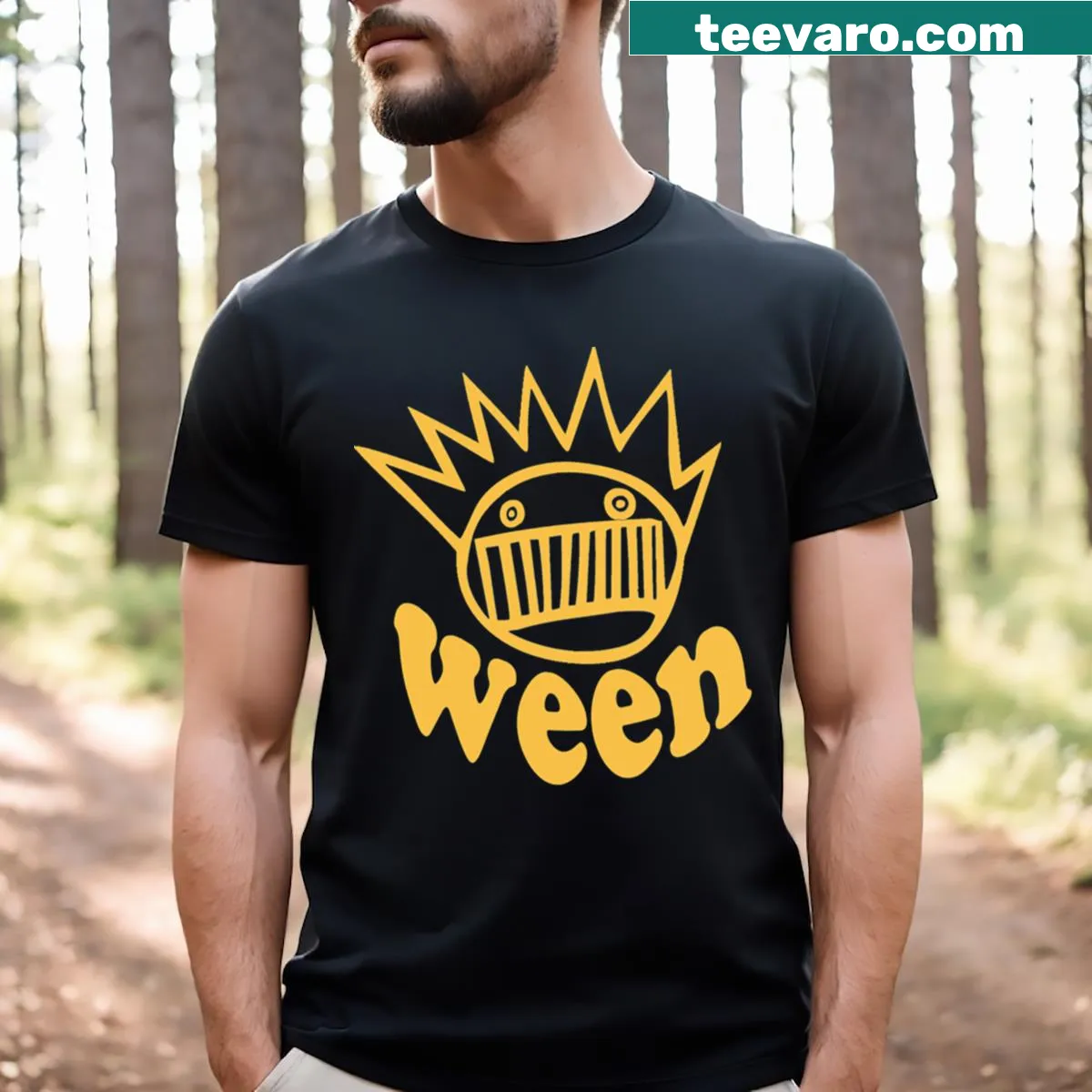 Classic Ween logo t-shirt for music fans — on a men's t-shirt