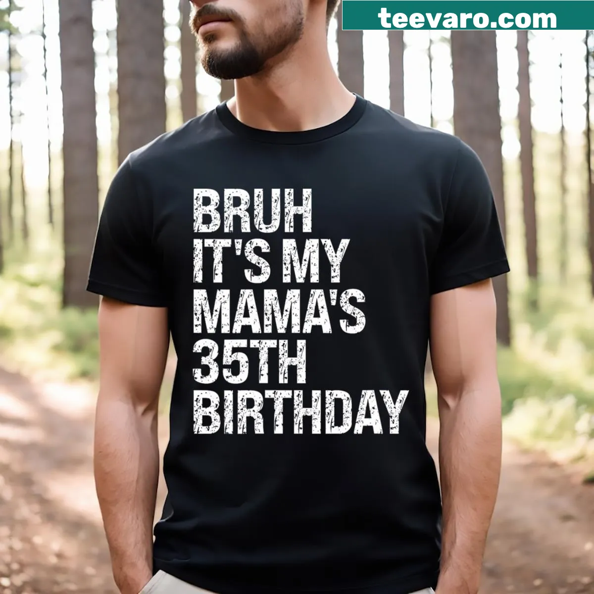 Funny V-neck shirt for mom's 35th birthday featuring a crown — on a men's t-shirt