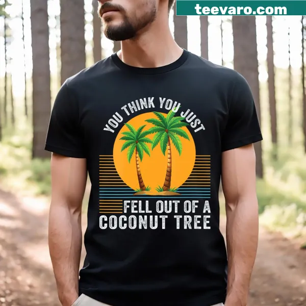 Vintage V-neck shirt with humorous coconut tree slogan