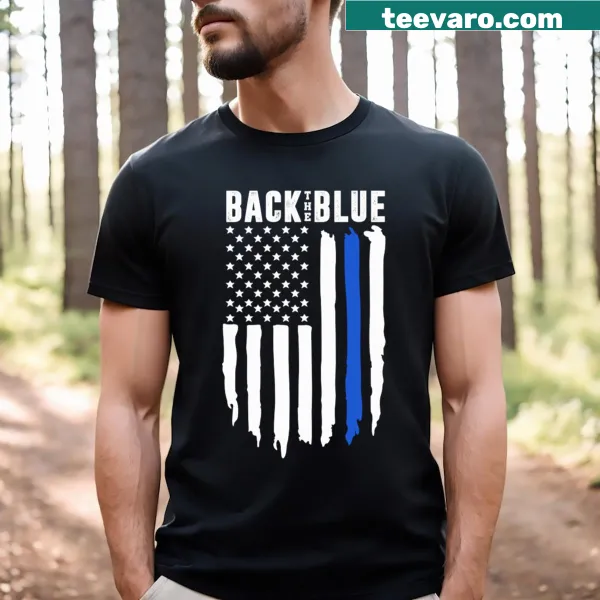 Thin Blue Line American Flag t-shirt supporting law enforcement