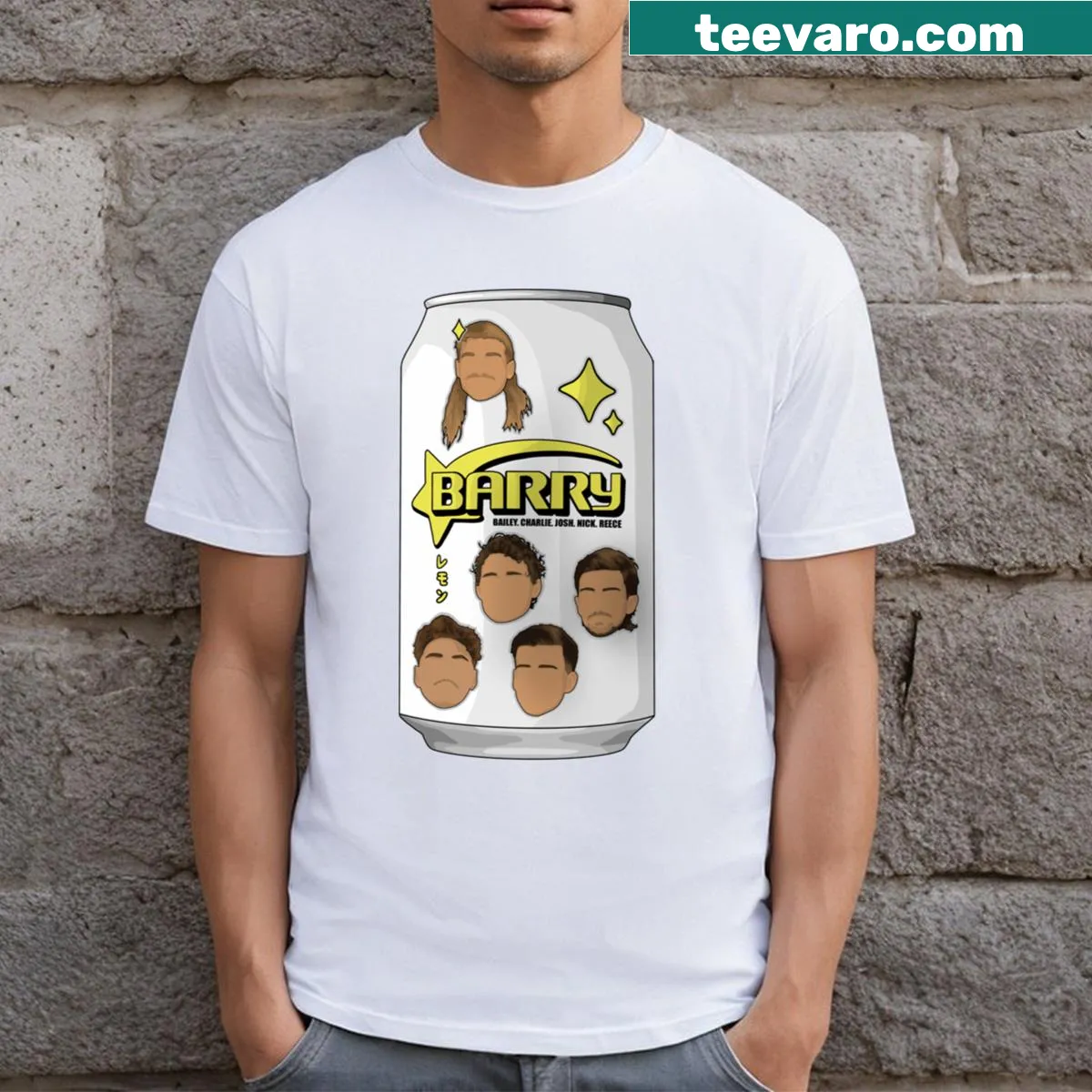 Classic t-shirt celebrating the name Barry with simple text — on a men's t-shirt