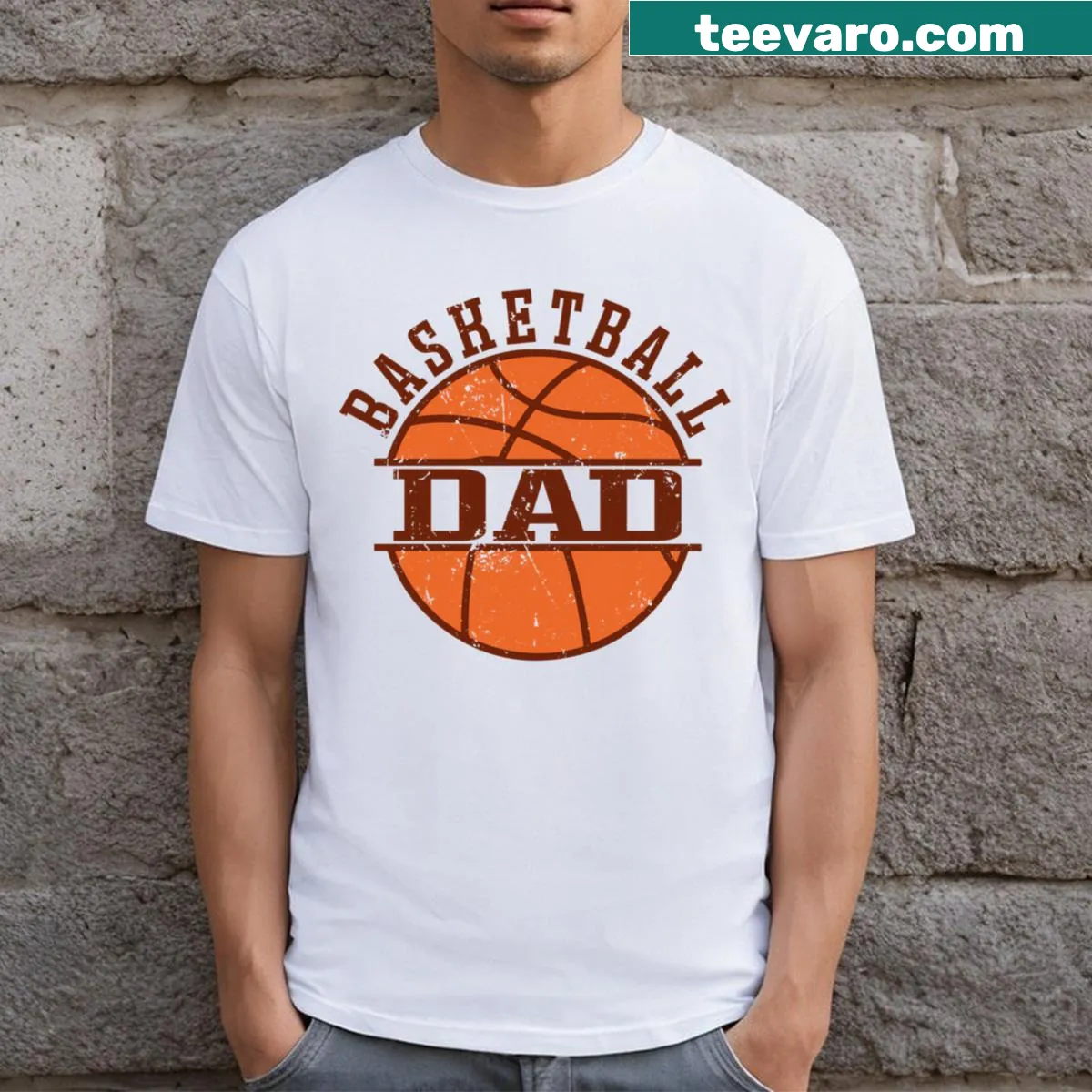 Text design 'Basketball Dad' on a t-shirt — on a men's t-shirt