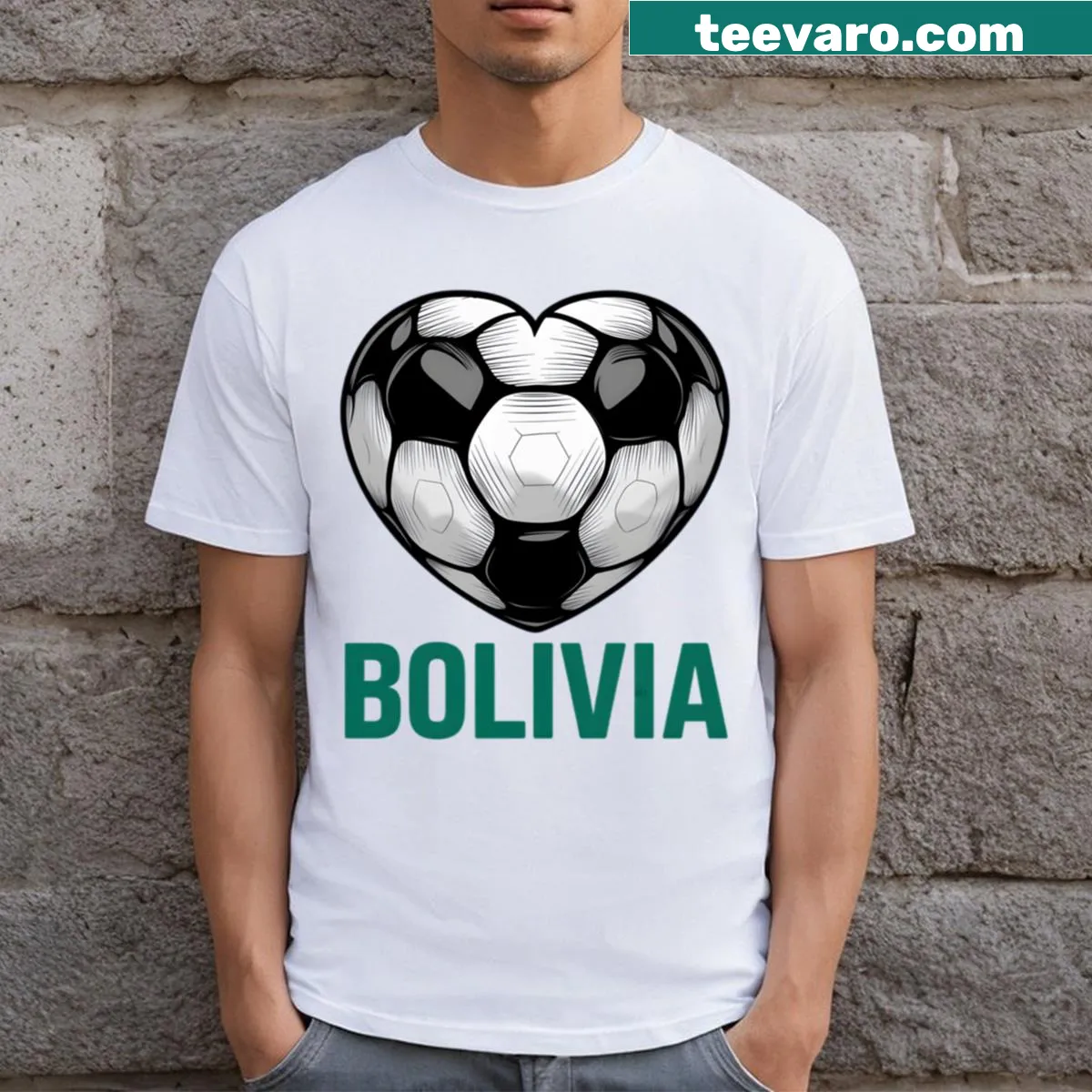 Bolivia Football T-shirt with team name and sports imagery — on a men's t-shirt