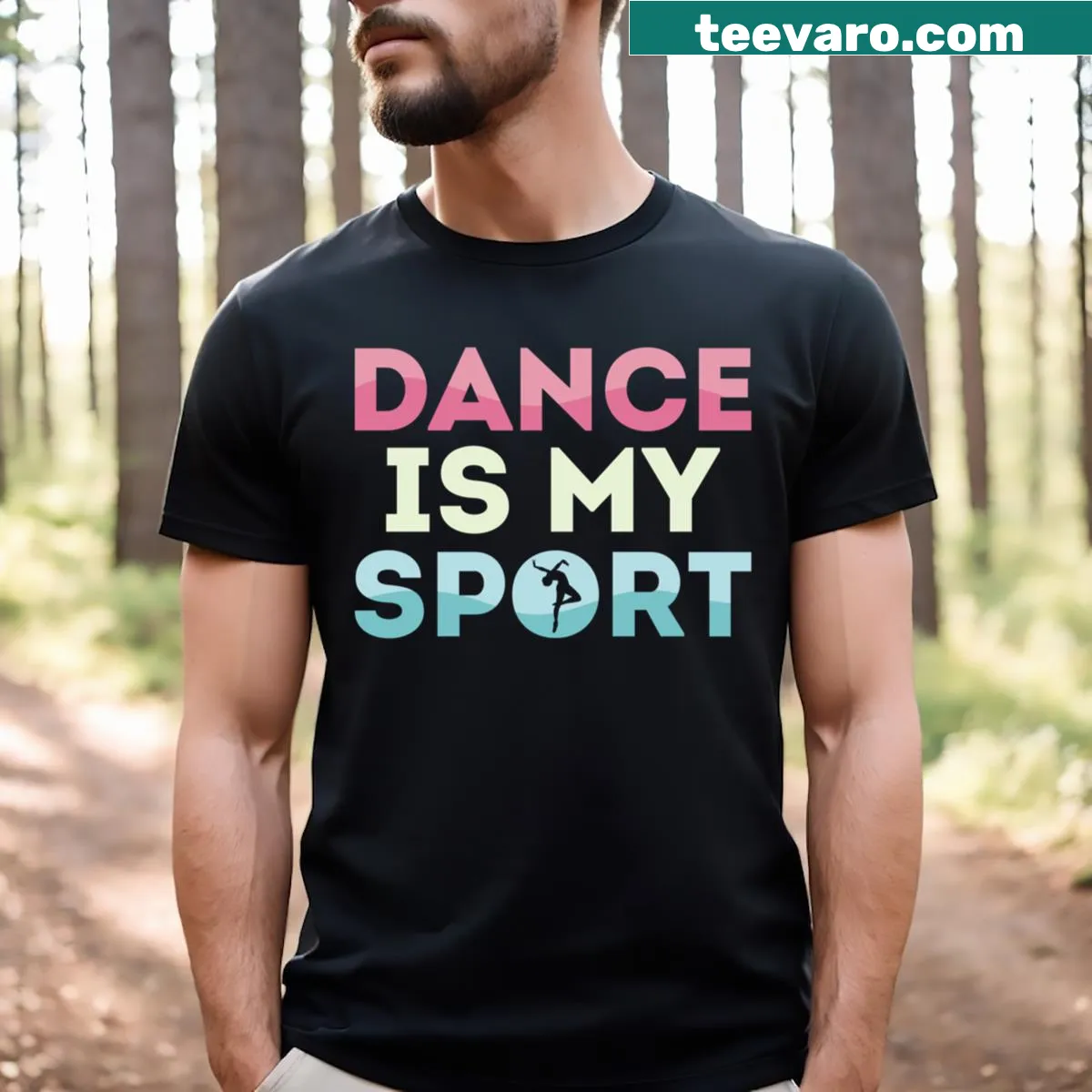 Ballet Ballerina t-shirt with 'Dance Is My Sport' text — on a men's t-shirt