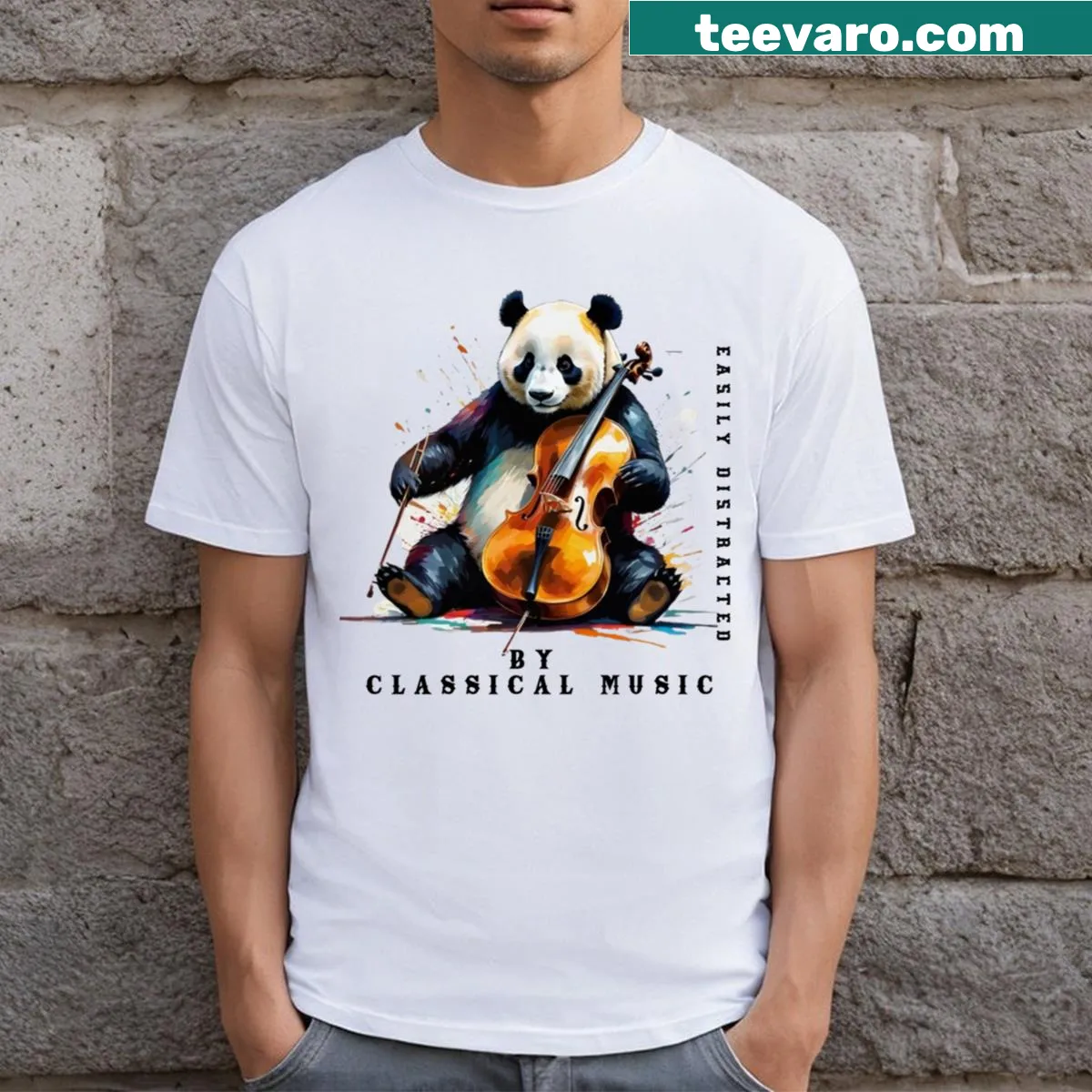 Typography t-shirt declaring distraction by music for music lovers — on a men's t-shirt