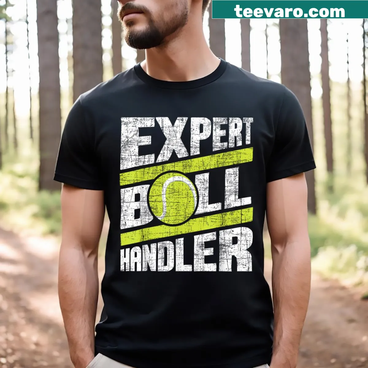 T-shirt with 'Expert Ball Handler' text for tennis lovers — on a men's t-shirt