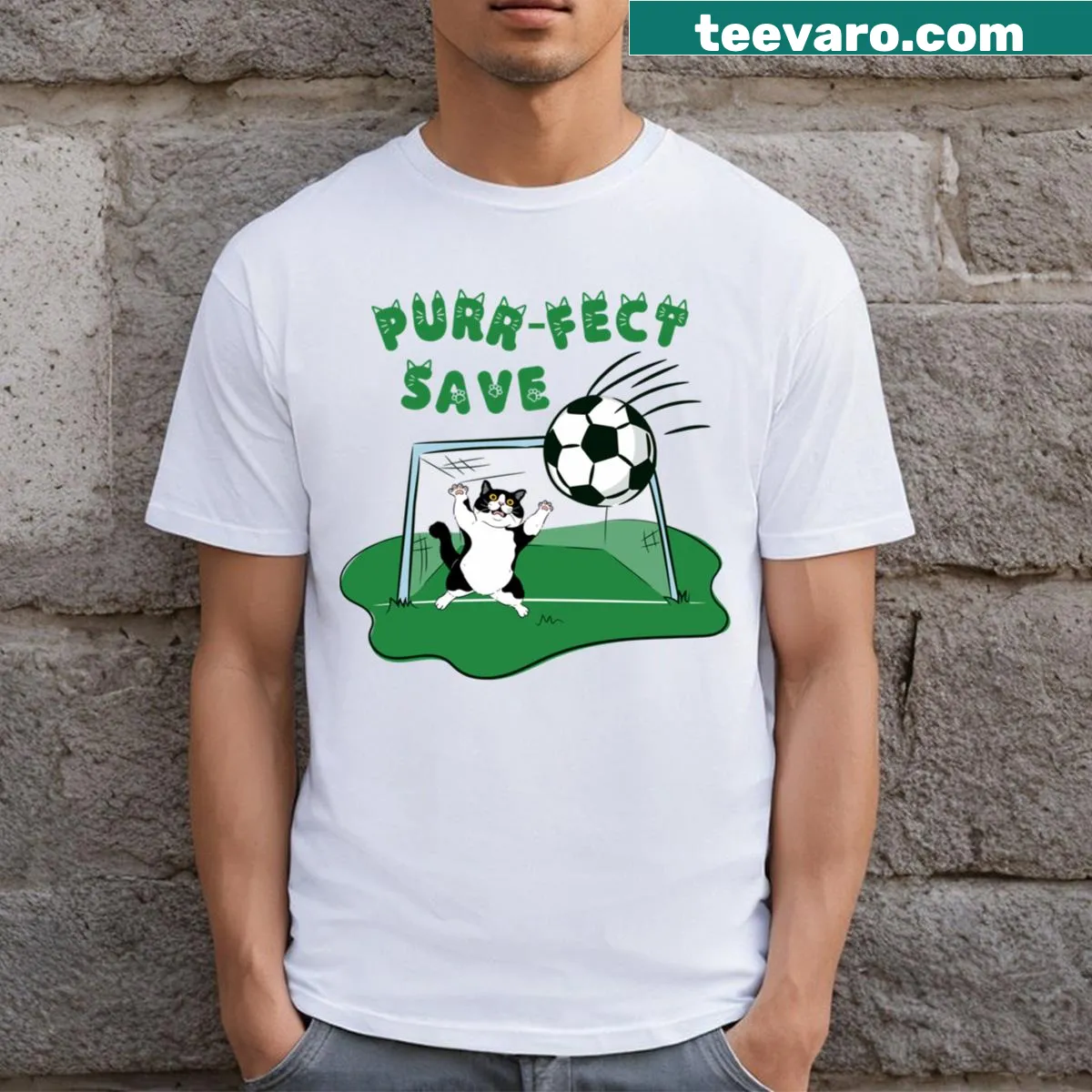 Funny T-shirt featuring a cat as an athlete — on a men's t-shirt