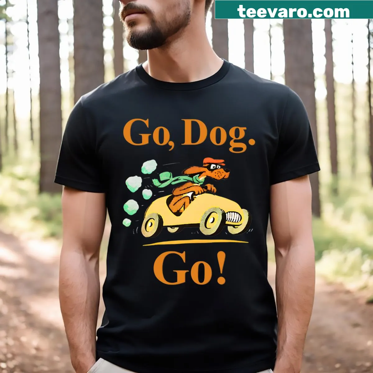 Kids T-shirt featuring a playful dog graphic — on a men's t-shirt