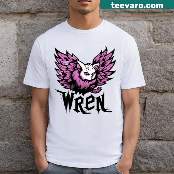 Whimsical Go Wren T-shirt featuring a charming wren bird design