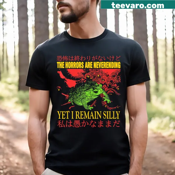 Funny Japanese frog T-shirt featuring a whimsical design and humorous saying
