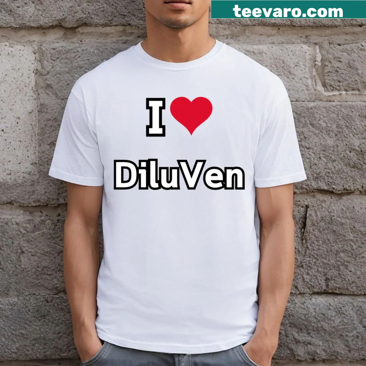 T-shirt with the words 'I Love Diluven.' — on a men's t-shirt