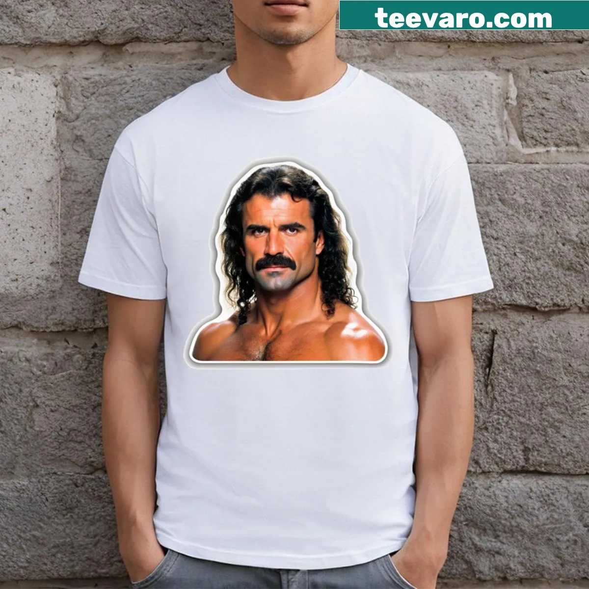 Illustration of Rick Rude and Ultimate Warrior on a T-shirt — on a men's t-shirt