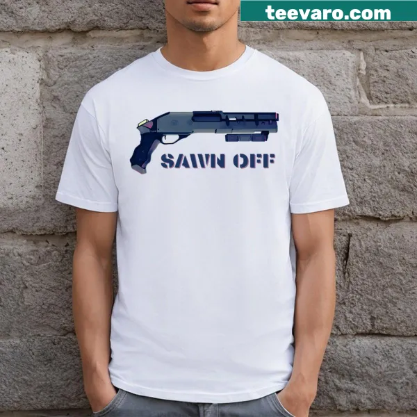 Illustration of a sawn-off shotgun on a humorous t-shirt