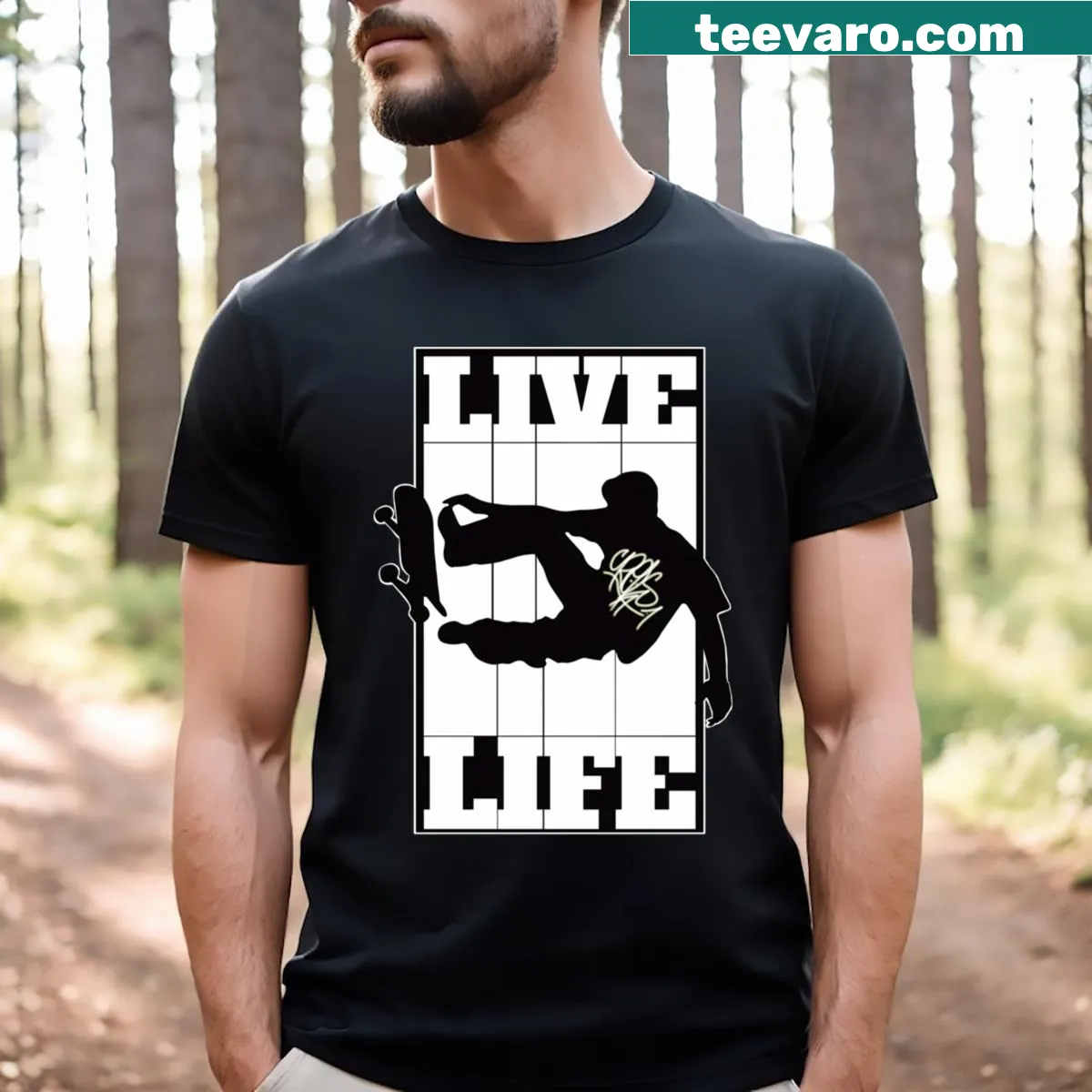Inspirational skateboard-themed T-shirt with motivational typography — on a men's t-shirt
