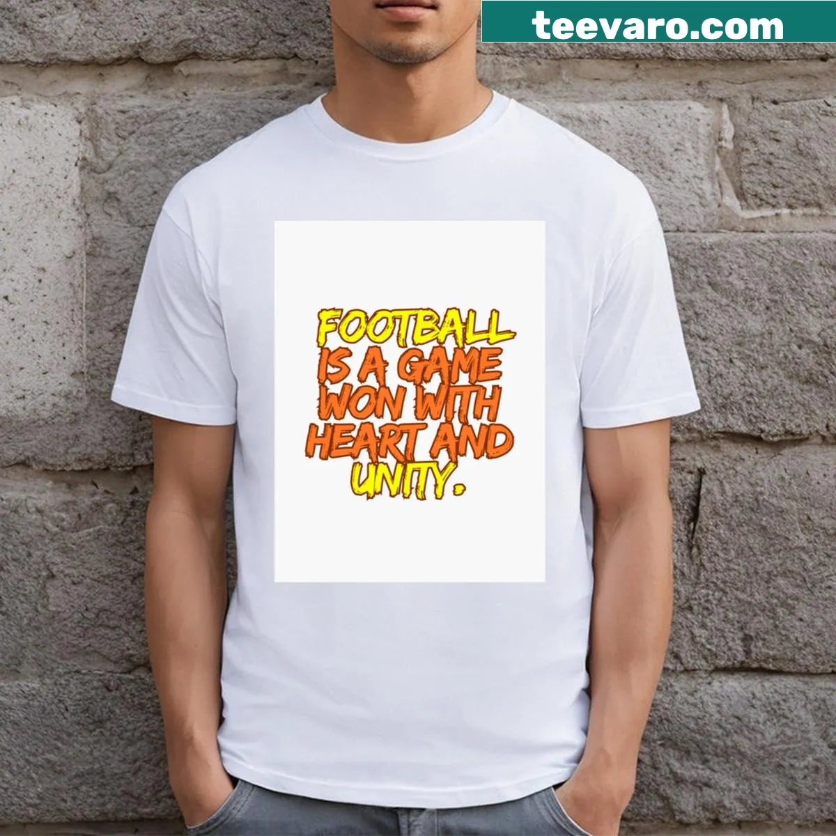 Inspirational typography design related to soccer on a T-shirt — on a men's t-shirt