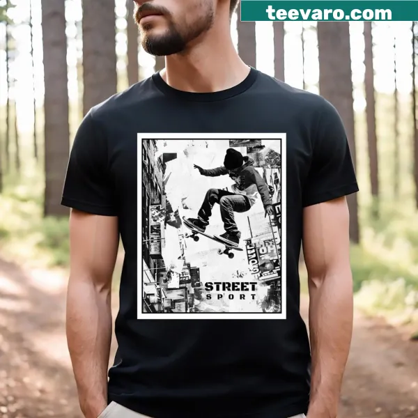Monochromatic old school skateboarding graphic T-shirt