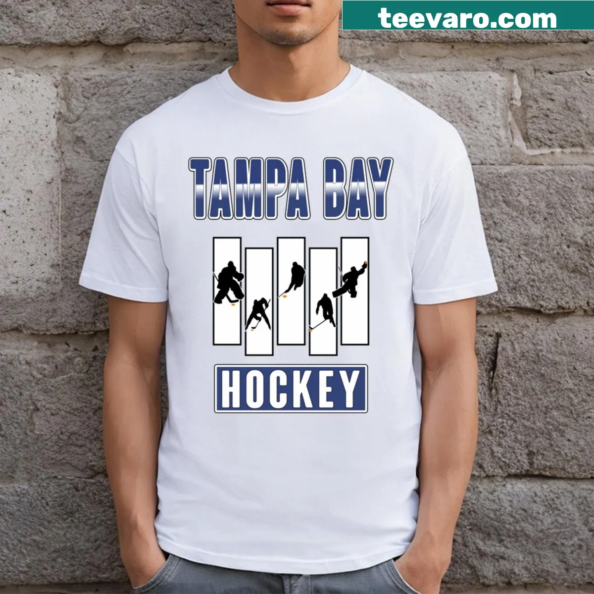 Tampa Bay hockey team logo printed T-shirt — on a men's t-shirt