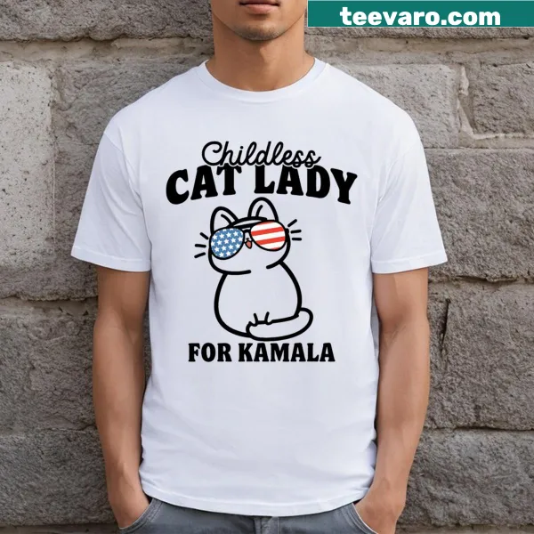 Charming typography T-shirt featuring message of a cat lady voting.