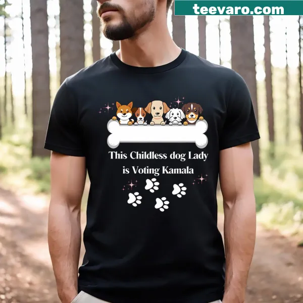 Funny Dog Lady Voting Kamala t-shirt with bold text