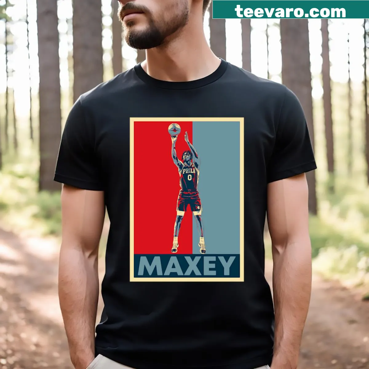Inspirational T-shirt featuring Tyrese Maxey with a message of hope — on a men's t-shirt