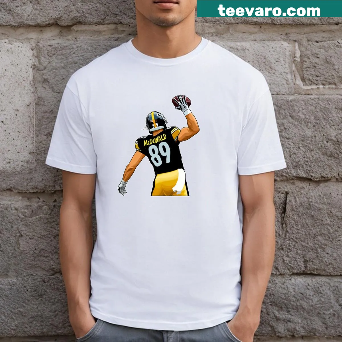 Tribute T-shirt featuring Vance McDonald touchdown graphics — on a men's t-shirt