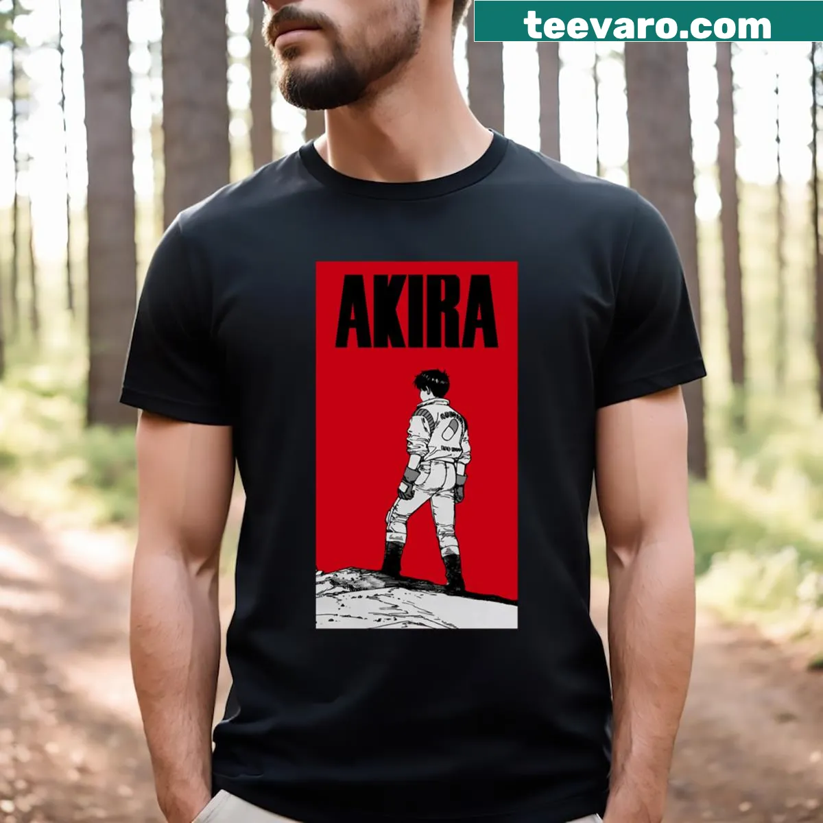 Akira Kaneda Manga T-shirt featuring Neo Tokyo design — on a men's t-shirt