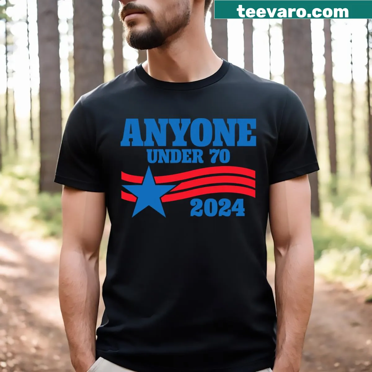 T-shirt supporting the 2024 campaign with humorous slogan — on a men's t-shirt