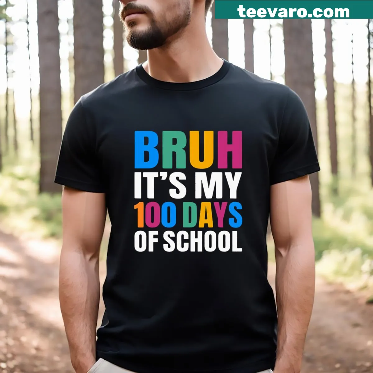 Funny t-shirt celebrating 100 days of school with a humorous phrase — on a men's t-shirt