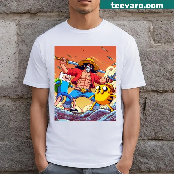 T-shirt with cartoon characters in a playful battle
