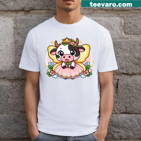 Illustration of a cute fairy cow on a t-shirt