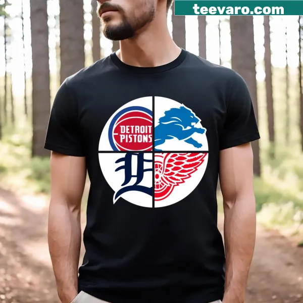 T-shirt featuring a prominent 'T' for Detroit sports